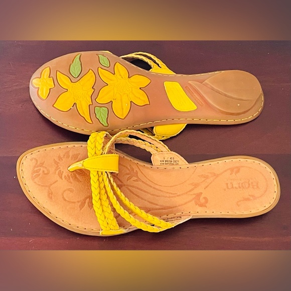 Børn Kyra Braided Leather Sandal With Leather Footbed, Goldfinch Yellow Sz 9M/W - Picture 7 of 11